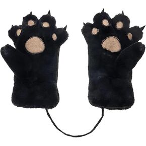 Kids Winter Gloves Cartoon Plush Paw Mittens Keep Warm Glove with Neck Rope Girls Boys Cosplay Costume Gloves in Saudi Arabia