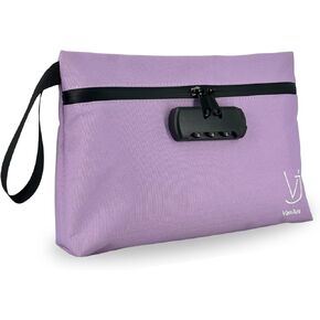VanJus Storage Bag with Combination Lock Water Resistant Money Organizer Travel Lockable Storage Pouch Large (Lilac) in Saudi Arabia