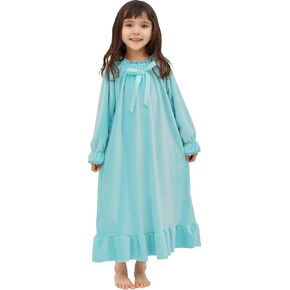 Girls Flannel Nightgown,Winter Warm Fleece Pajamas Dresses for Girls, Long Sleepwear with Long Sleeve, Size 2T-14