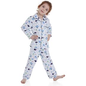 طقم بيجامة Lavenderi Toddle Kids للفتيات والأولاد 100% قطن بأكمام طويلة، بيجامة للأطفال (مقاس 2 طفل صغير - 14 عامًا) in Kuwait