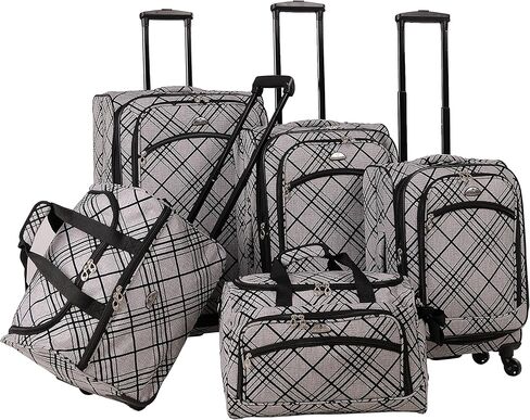 طقم أمتعة أمريكان فلاير بخطوط فضية مكونة من 5 قطع، فضي، مقاس واحد in Kuwait