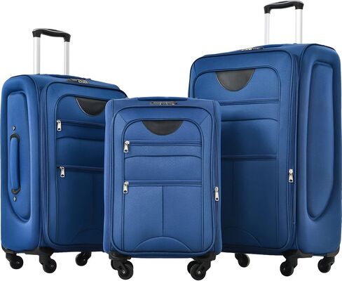 Softside Luggage Expandable 3 Piece Set Suitcase Upright Spinner Softshell Lightweight Luggage Travel Set in Kuwait