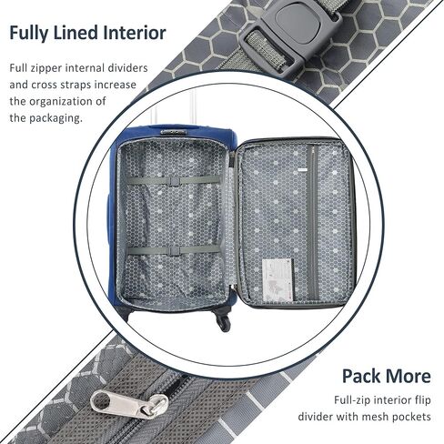 Softside Luggage Expandable 3 Piece Set Suitcase Upright Spinner Softshell Lightweight Luggage Travel Set in Kuwait