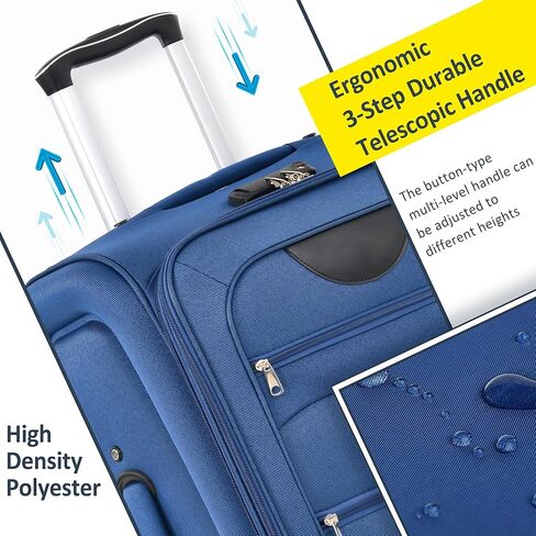Softside Luggage Expandable 3 Piece Set Suitcase Upright Spinner Softshell Lightweight Luggage Travel Set in Kuwait