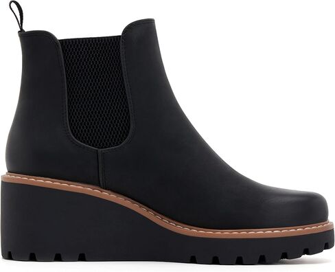 أحذية Vodvob النسائية للكاحل بكعب عريض وأحذية طويلة مرنة بمنصة تشيلسي سهلة الارتداء ونعل عريض in Kuwait