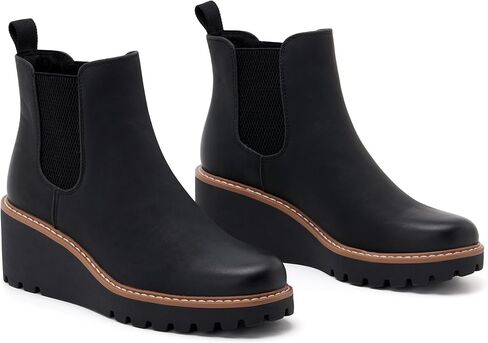 أحذية Vodvob النسائية للكاحل بكعب عريض وأحذية طويلة مرنة بمنصة تشيلسي سهلة الارتداء ونعل عريض in Kuwait