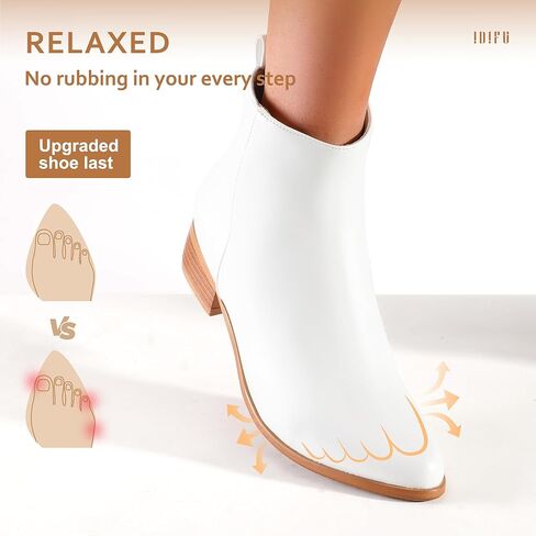 IDIFU Women's Romy Classic Pointed Toe Ankle Boots Side Zipper Low Block Heel Dress Booties in Kuwait