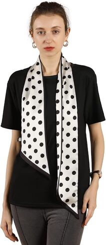 la ceida Skinny Silk Like Hair Scarf for Women Head Wrap Ribbon Handbag Neck Satin Scarves Gift Packed in Kuwait