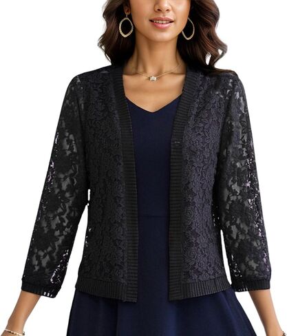 FindThy Women’s Open Front Lace Cardigan Long Sleeve Floral Crochet Summer Shrug Cover Ups in Saudi Arabia