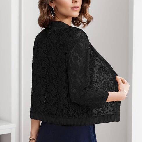 FindThy Women’s Open Front Lace Cardigan Long Sleeve Floral Crochet Summer Shrug Cover Ups in Saudi Arabia