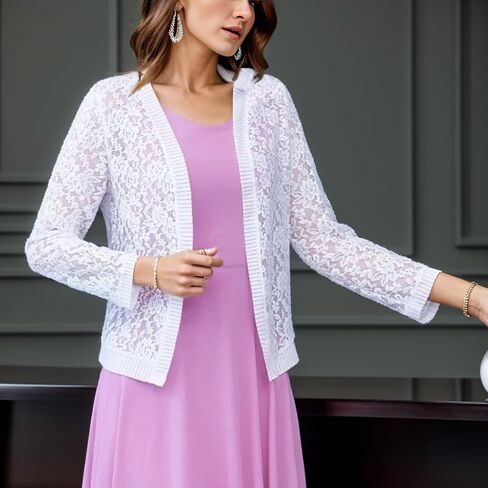 FindThy Women’s Open Front Lace Cardigan Long Sleeve Floral Crochet Summer Shrug Cover Ups in Saudi Arabia