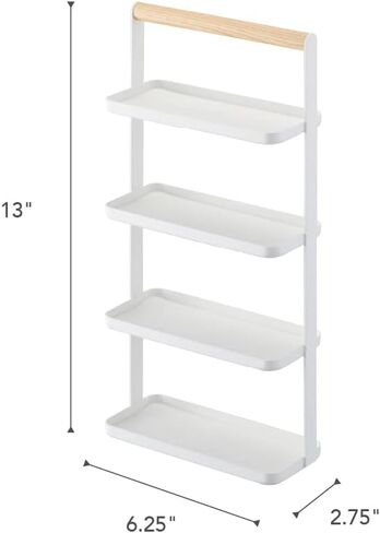 Yamazaki Home Tosca 4-Tier Accessory Tray - Jewelry Holder & Storage Organizer - Steel + Wood, White in Saudi Arabia
