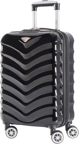 Flight Knight Lightweight 8 Wheel ABS/Polycarbonate Suitcases Cabin Carry On Hand Luggage Approved For Over 100 Airlines - Cabin Black Gloss FFK06_BKGL_S in Kuwait