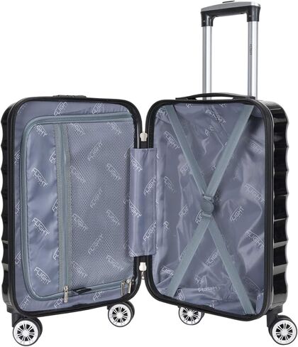 Flight Knight Lightweight 8 Wheel ABS/Polycarbonate Suitcases Cabin Carry On Hand Luggage Approved For Over 100 Airlines - Cabin Black Gloss FFK06_BKGL_S in Kuwait