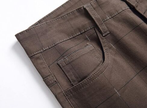 بنطال NEWSEE تشينو ضيق منقوش بمقدمة مسطحة ومطاط بقصة ضيقة وأنيقة كاجوال للعمل in Kuwait