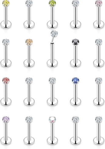 Vsnnsns 20G 18G 16G دفع في حلقات الشفاه الفولاذ المقاوم للصدأ الجراحية مجوهرات Labret مونرو خواتم الشفاه مسمار الغضروف الزنمة الحلزون أقراط ترصيع الأنف الدائري ميدوسا ثقب المجوهرات للنساء الرجال 20 قطعة تشيكوسلوفاكيا in Saudi Arabia