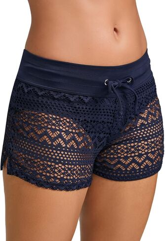 المرأة الدانتيل السباحة السراويل السوداء مايوهات قيعان السراويل مجلس السراويل بيكيني غطاء السراويل قيعان ملابس السباحة in Kuwait