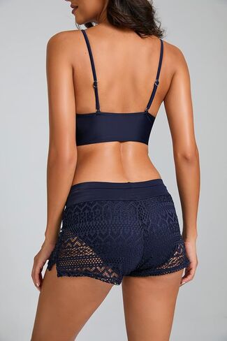 المرأة الدانتيل السباحة السراويل السوداء مايوهات قيعان السراويل مجلس السراويل بيكيني غطاء السراويل قيعان ملابس السباحة in Kuwait