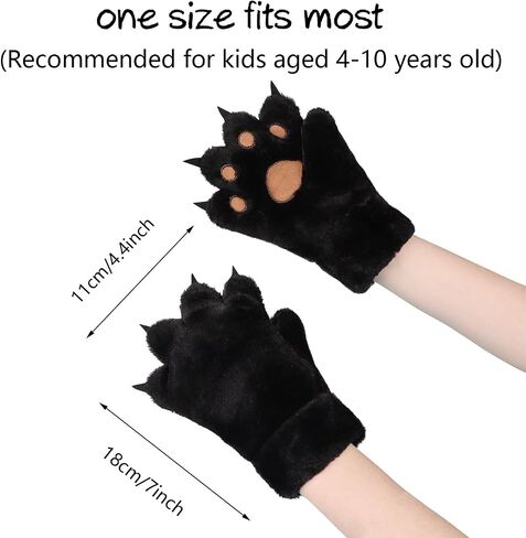 Kids Winter Gloves Cartoon Plush Paw Mittens Keep Warm Glove with Neck Rope Girls Boys Cosplay Costume Gloves in Saudi Arabia