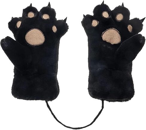 Kids Winter Gloves Cartoon Plush Paw Mittens Keep Warm Glove with Neck Rope Girls Boys Cosplay Costume Gloves in Saudi Arabia