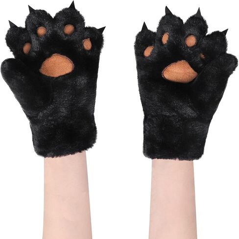 Kids Winter Gloves Cartoon Plush Paw Mittens Keep Warm Glove with Neck Rope Girls Boys Cosplay Costume Gloves in Saudi Arabia
