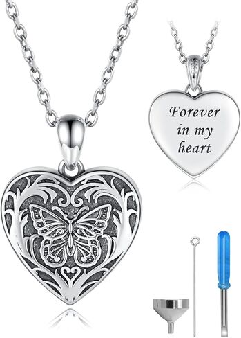 oGoodsunj S925 Sterling Silver Keepsake Jewelry Cremation Pendant Eternity Urn Necklace For Ashes - You Are Always In My Heart I Love You Forever (Rose Gold) in Kuwait