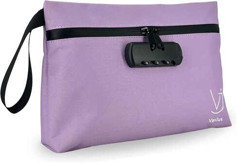 VanJus Storage Bag with Combination Lock Large Storage Container Lock Bag Money Organizer Travel Case Pouch (Lilac) in Saudi Arabia