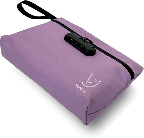 VanJus Storage Bag with Combination Lock Large Storage Container Lock Bag Money Organizer Travel Case Pouch (Lilac) in Saudi Arabia