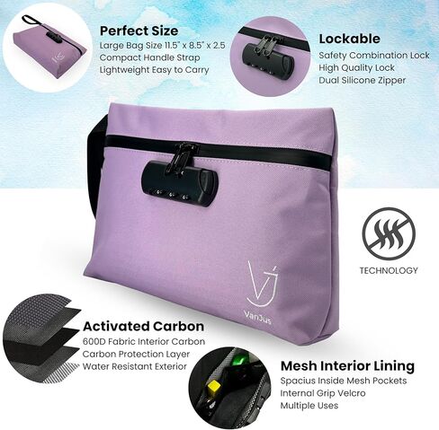 VanJus Storage Bag with Combination Lock Large Storage Container Lock Bag Money Organizer Travel Case Pouch (Lilac) in Saudi Arabia