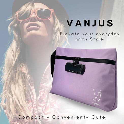 VanJus Storage Bag with Combination Lock Large Storage Container Lock Bag Money Organizer Travel Case Pouch (Lilac) in Saudi Arabia