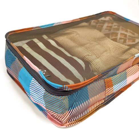 The Aesthetique Philosophie Buffalo Check Teal Orange and Brown Retro Plaid Packing Travel Cubes for Camping and Adventuring in Kuwait