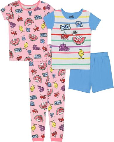 Jolly Rancher Girls' 4-Piece Snug-fit Cotton Pajamas Set in Saudi Arabia