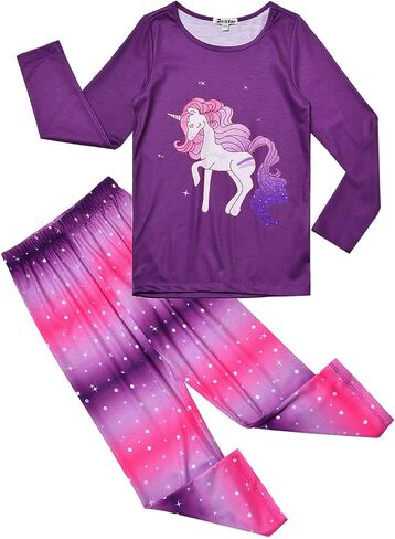 Jxstar Pajamas for Girls Unicorn Pj Set Kids Long Sleeve Fall Winter Sleepwear … in Kuwait