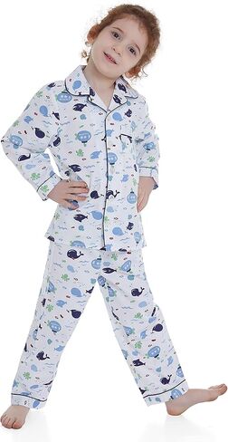 طقم بيجامة Lavenderi Toddle Kids للفتيات والأولاد 100% قطن بأكمام طويلة، بيجامة للأطفال (مقاس 2 طفل صغير - 14 عامًا) in Kuwait