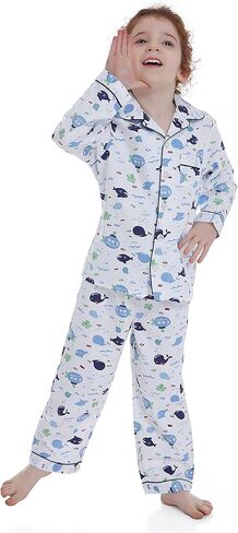 طقم بيجامة Lavenderi Toddle Kids للفتيات والأولاد 100% قطن بأكمام طويلة، بيجامة للأطفال (مقاس 2 طفل صغير - 14 عامًا) in Kuwait