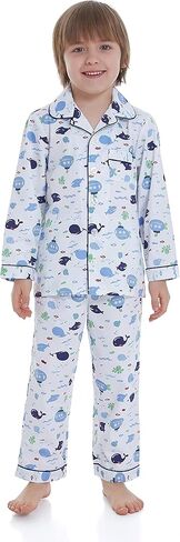 طقم بيجامة Lavenderi Toddle Kids للفتيات والأولاد 100% قطن بأكمام طويلة، بيجامة للأطفال (مقاس 2 طفل صغير - 14 عامًا) in Kuwait
