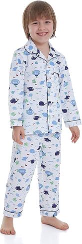 طقم بيجامة Lavenderi Toddle Kids للفتيات والأولاد 100% قطن بأكمام طويلة، بيجامة للأطفال (مقاس 2 طفل صغير - 14 عامًا) in Kuwait
