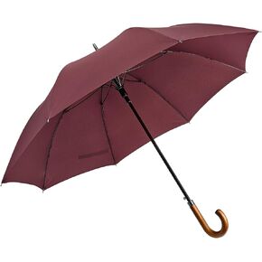 G4Free Wooden J Handle Umbrella 54 Inch Large Auto Open Classic Windproof Rain Stick Umbrellas for Men Women