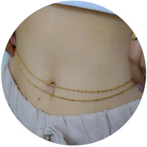سلاسل الجسم Acruccen للخصر سلاسل البطن الحد الأدنى 14K سلاسل الخصر مطلية بالذهب للنساء متعدد الطبقات عين الشر القرص ثعبان سلاسل الصيف شاطئ الجسم سلسلة قابل للتعديل