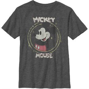 Disney Characters Mickey Mouse Checkered Boy's Heather Crew Tee