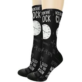 ThisWear Accountant Clock I'll Sleep After Tax Season Novelty Crew Socks in Saudi Arabia
