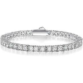 MDFUN Tennis Bracelet for Women and Men 18K White Gold Plated 4mm Cubic Zirconia CZ Bracelet, Size 6-8.5 inches