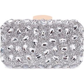 Hupifaz Gemstone Clutch Purses for Women Wedding Party, Rhinestone Purse Crystal Evening Bag for Women Evening