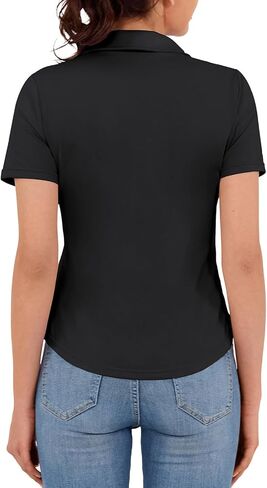 Women's Golf Polo Shirt V Neck Short Sleeve Tennis Shirt Sun Protection Moisture Wicking Athletic Tops in Saudi Arabia
