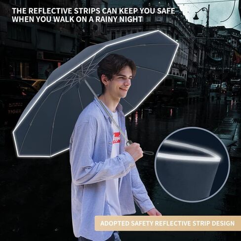 RUMBRELLA Inverted Folding Umbrella for Rain, 50 Inch Anti-UV Protection Automatic Car Travel Umbrella with Safety Reflective Strip in Saudi Arabia