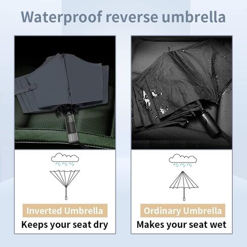 RUMBRELLA Inverted Folding Umbrella for Rain, 50 Inch Anti-UV Protection Automatic Car Travel Umbrella with Safety Reflective Strip in Saudi Arabia