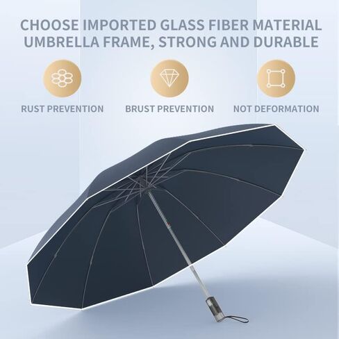 RUMBRELLA Inverted Folding Umbrella for Rain, 50 Inch Anti-UV Protection Automatic Car Travel Umbrella with Safety Reflective Strip in Saudi Arabia