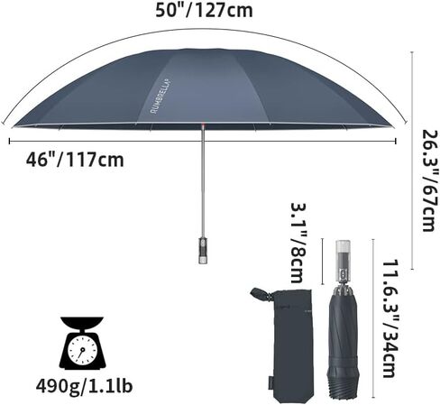 RUMBRELLA Inverted Folding Umbrella for Rain, 50 Inch Anti-UV Protection Automatic Car Travel Umbrella with Safety Reflective Strip in Saudi Arabia