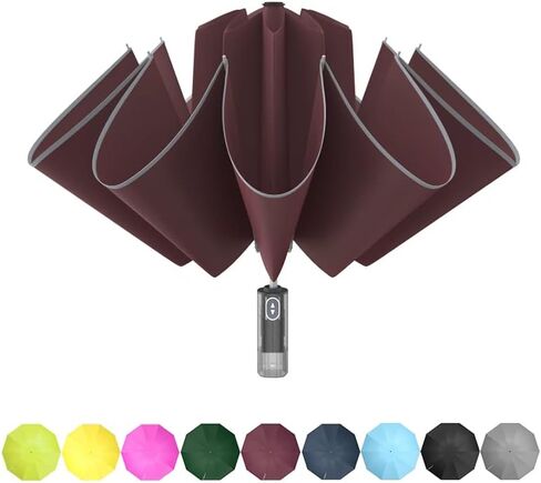 RUMBRELLA Inverted Folding Umbrella for Rain, 50 Inch Anti-UV Protection Automatic Car Travel Umbrella with Safety Reflective Strip in Saudi Arabia
