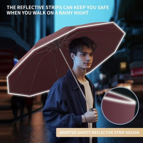 RUMBRELLA Inverted Folding Umbrella for Rain, 50 Inch Anti-UV Protection Automatic Car Travel Umbrella with Safety Reflective Strip in Saudi Arabia